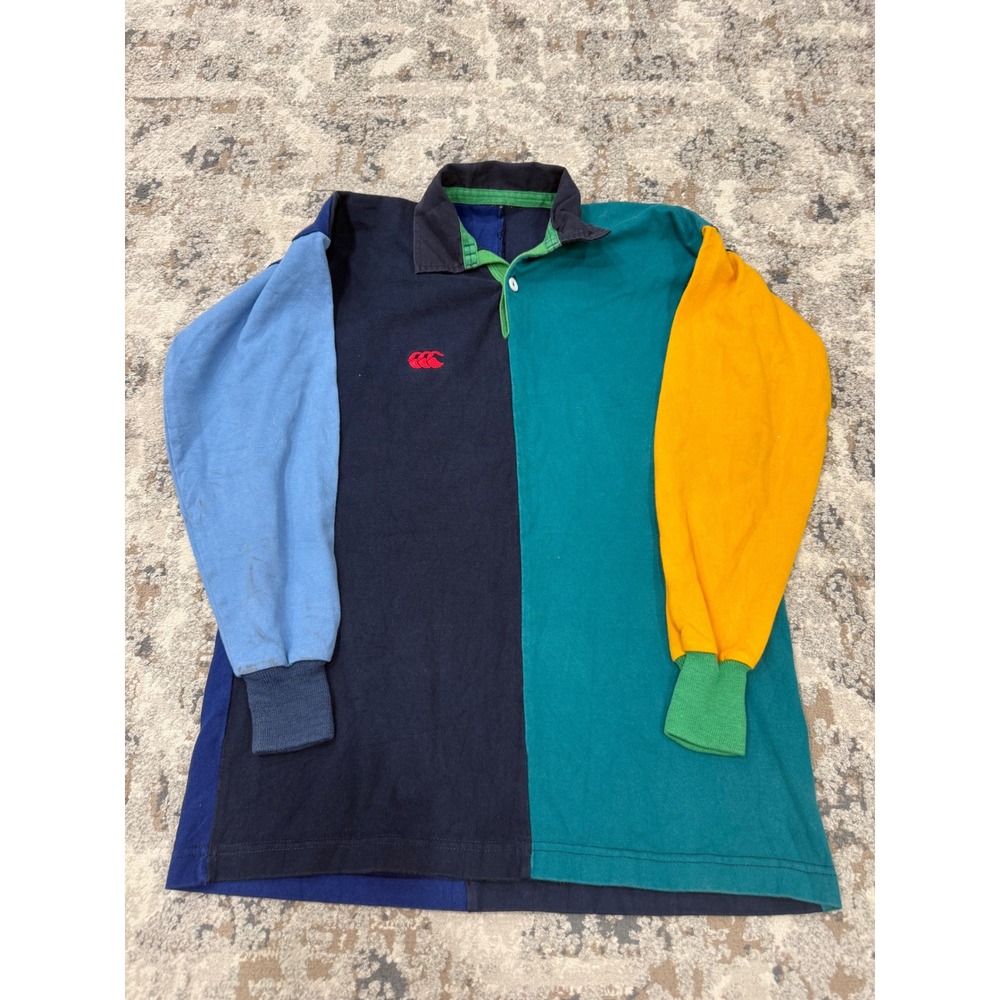 Canterbury of New Zealand Rugby Shirt Colorblock Long Sleeve Multicolor Mens L